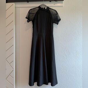 Chic Black Lace Midi Dress Size 8